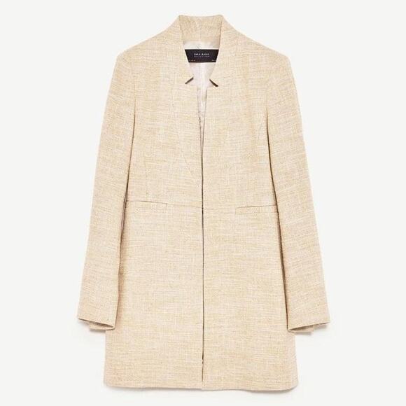 Zara Jackets & Blazers - NWT Zara Tweed Tan Blazer Jacket